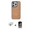 ieg™ iPhone 14 Pro Max Kılıf Vadi Özel Seri - Siyah Buffer Hayalet Cam Ekran Koruyucu + Band Metal Kamera Lens - GD