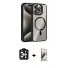 ieg™ iPhone 14 Pro Max Kılıf Yadigar Asil Koleksiyonu - Siyah Bilvis 3D Mat Cam Ekran Koruyucu + PVD Metal Kamera Lens - TU