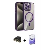 ieg™ iPhone 14 Pro Max Kılıf Yadigar Asil Koleksiyonu - Siyah Bilvis 5in1 5D Magic Hayalet Cam Ekran Koruyucu + Raze Metal Kamera Lens - GD