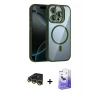 ieg™ iPhone 14 Pro Max Kılıf Yadigar Asil Koleksiyonu - Siyah Bilvis 5in1 5D Magic Hayalet Cam Ekran Koruyucu + Raze Metal Kamera Lens - GD