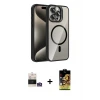 ieg™ iPhone 14 Pro Max Kılıf Yadigar Asil Koleksiyonu - Siyah Buffer Cam Ekran Koruyucu + Bilvis Titan Kamera Lens - GS
