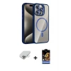 ieg™ iPhone 14 Pro Max Kılıf Yadigar Asil Koleksiyonu - Siyah Buffer Hayalet Cam Ekran Koruyucu + Band Metal Kamera Lens - GD