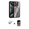 ieg™ iPhone 14 Pro Max Kılıf Yadigar Asil Koleksiyonu - Siyah Buffer Hayalet Cam Ekran Koruyucu + Band Metal Kamera Lens - GD