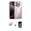 ieg™ iPhone 14 Pro Max Kılıf Yadigar Asil Koleksiyonu - Siyah Buffer Hayalet Cam Ekran Koruyucu + Band Metal Kamera Lens - GD