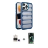 ieg™ iPhone 14 Pro Max Kılıf Yadigar Doku Özel Seri - Şeffaf 360 Full Body Arka Koruyucu + Bilvis Titan Kamera Lens - SH