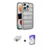 ieg™ iPhone 14 Pro Max Kılıf Yadigar Doku Özel Seri - Siyah Bilvis 5in1 3D Magic Cam Ekran Koruyucu + Band Metal Kamera Lens - GD