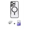 ieg™ iPhone 14 Pro Max Kılıf Yadigar Klasik Özel Seri - Siyah Bilvis 5in1 5D Magic Hayalet Cam Ekran Koruyucu + Band Metal Kamera Lens - GD