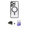 ieg™ iPhone 14 Pro Max Kılıf Yadigar Klasik Özel Seri - Siyah Bilvis 5in1 5D Magic Hayalet Cam Ekran Koruyucu + Raze Metal Kamera Lens - GD