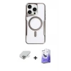 ieg™ iPhone 14 Pro Max Kılıf Yadigar Klasik Özel Seri - Siyah Bilvis 5in1 5D Magic Hayalet Cam Ekran Koruyucu + Band Metal Kamera Lens - GD