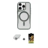 ieg™ iPhone 14 Pro Max Kılıf Yadigar Klasik Özel Seri - Siyah Buffer Cam Ekran Koruyucu + Band Metal Kamera Lens - GS