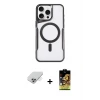 ieg™ iPhone 14 Pro Max Kılıf Yadigar Klasik Özel Seri - Siyah Buffer Cam Ekran Koruyucu + Band Metal Kamera Lens - GS