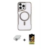 ieg™ iPhone 14 Pro Max Kılıf Yadigar Klasik Özel Seri - Siyah Buffer Cam Ekran Koruyucu + Band Metal Kamera Lens - GS