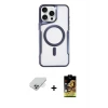 ieg™ iPhone 14 Pro Max Kılıf Yadigar Klasik Özel Seri - Siyah Buffer Cam Ekran Koruyucu + Band Metal Kamera Lens - GS