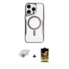 ieg™ iPhone 14 Pro Max Kılıf Yadigar Klasik Özel Seri - Siyah Buffer Cam Ekran Koruyucu + Band Metal Kamera Lens - GS