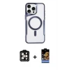 ieg™ iPhone 14 Pro Max Kılıf Yadigar Klasik Özel Seri - Siyah Buffer Hayalet Cam Ekran Koruyucu + PVD Metal Kamera Lens - TU