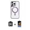 ieg™ iPhone 14 Pro Max Kılıf Yadigar Klasik Özel Seri - Siyah Buffer Hayalet Cam Ekran Koruyucu + PVD Metal Kamera Lens - TU