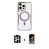 ieg™ iPhone 14 Pro Max Kılıf Yadigar Klasik Özel Seri - Siyah Buffer Hayalet Cam Ekran Koruyucu + PVD Metal Kamera Lens - TU