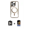 ieg™ iPhone 14 Pro Max Kılıf Yadigar Klasik Özel Seri - Siyah Buffer Hayalet Cam Ekran Koruyucu + PVD Metal Kamera Lens - TU