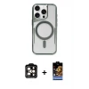 ieg™ iPhone 14 Pro Max Kılıf Yadigar Klasik Özel Seri - Siyah Buffer Hayalet Cam Ekran Koruyucu + PVD Metal Kamera Lens - TU