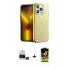 ieg™ iPhone 14 Pro Max Kılıf Yankı Çizgi - Siyah Buffer Cam Ekran Koruyucu + Bilvis Titan Kamera Lens - GS