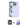 ieg™ iPhone 14 Pro Max Kılıf Yankı Form Serisi - Siyah Bilvis 5in1 5D Magic Hayalet Cam Ekran Koruyucu + PVD Metal Kamera Lens - TU