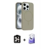 ieg™ iPhone 14 Pro Max Kılıf Yankı Form Serisi - Siyah Bilvis 5in1 5D Magic Hayalet Cam Ekran Koruyucu + PVD Metal Kamera Lens - TU