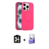 ieg™ iPhone 14 Pro Max Kılıf Yankı Form Serisi - Siyah Bilvis 5in1 5D Magic Hayalet Cam Ekran Koruyucu + PVD Metal Kamera Lens - TU
