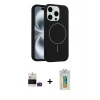 ieg™ iPhone 14 Pro Max Kılıf Yankı Form Serisi - Siyah Polymer Nano Ekran Koruyucu + Bilvis Titan Kamera Lens - DNMR