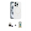 ieg™ iPhone 14 Pro Max Kılıf Yankı Form Serisi - Siyah Polymer Nano Ekran Koruyucu + Bilvis Titan Kamera Lens - DNMR