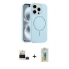 ieg™ iPhone 14 Pro Max Kılıf Yankı Form Serisi - Siyah Polymer Nano Ekran Koruyucu + Bilvis Titan Kamera Lens - DNMR