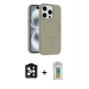 ieg™ iPhone 14 Pro Max Kılıf Yankı Form Serisi - Siyah Polymer Nano Ekran Koruyucu + PVD Metal Kamera Lens - TU