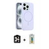 ieg™ iPhone 14 Pro Max Kılıf Yankı Form Serisi - Siyah Polymer Nano Ekran Koruyucu + PVD Metal Kamera Lens - TU