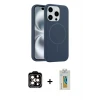 ieg™ iPhone 14 Pro Max Kılıf Yankı Form Serisi - Siyah Polymer Nano Ekran Koruyucu + PVD Metal Kamera Lens - TU