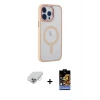 ieg™ iPhone 14 Pro Max Kılıf Yankı Işık Özel Seri - Siyah Buffer Hayalet Cam Ekran Koruyucu + Band Metal Kamera Lens - GS