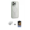 ieg™ iPhone 14 Pro Max Kılıf Yankı Işık Özel Seri - Siyah Buffer Hayalet Cam Ekran Koruyucu + Band Metal Kamera Lens - GS