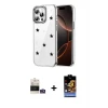 ieg™ iPhone 14 Pro Max Kılıf Yörünge Form - Siyah Buffer Hayalet Cam Ekran Koruyucu + Bilvis Titan Kamera Lens - GS