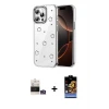 ieg™ iPhone 14 Pro Max Kılıf Yörünge Form - Siyah Buffer Hayalet Cam Ekran Koruyucu + Bilvis Titan Kamera Lens - GS