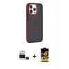 ieg™ iPhone 14 Pro Max Kılıf Yörünge Klasik - Siyah Buffer Cam Ekran Koruyucu + Bilvis Titan Kamera Lens - DNMR