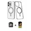 ieg™ iPhone 14 Pro Max Kılıf Yörünge Minimal - Siyah Buffer Cam Ekran Koruyucu + PVD Metal Kamera Lens - TU