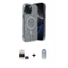 ieg™ iPhone 15 Kılıf Eksen Çizgi - Siyah Joko Magic 5D Cam + Bilvis Titan Kamera Lens - YL