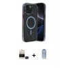 ieg™ iPhone 15 Kılıf Eksen Çizgi - Siyah Joko Magic 5D Cam + Bilvis Titan Kamera Lens - YL