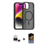 ieg™ iPhone 15 Kılıf Siluet Minimal Prime - Siyah Buffer Hayalet Cam Ekran Koruyucu + Bilvis Titan Kamera Lens - PE