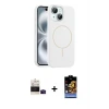 ieg™ iPhone 15 Kılıf Yankı Form Serisi - Siyah Buffer Hayalet Cam Ekran Koruyucu + Bilvis Titan Kamera Lens - SH