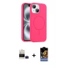 ieg™ iPhone 15 Kılıf Yankı Form Serisi - Siyah Buffer Hayalet Cam Ekran Koruyucu + Bilvis Titan Kamera Lens - SH