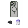 ieg™ iPhone 15 Pro Kılıf Ahenk Klasik Özel Seri - Siyah Bilvis 5in1 3D Magic Cam Ekran Koruyucu + Raze Metal Kamera Lens - LT