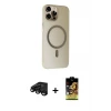 ieg™ iPhone 15 Pro Kılıf Çekirdek Modern Prime - Siyah Buffer Cam Ekran Koruyucu + Raze Metal Kamera Lens - SH