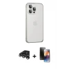 ieg™ iPhone 15 Pro Kılıf Eksen Form Serisi - Siyah 3D Antistatik Mat Seramik Nano Ekran Koruyucu + Raze Metal Kamera Lens - GS