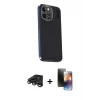 ieg™ iPhone 15 Pro Kılıf Kıvılcım Modern Özel Seri - Siyah 3D Antistatik Mat Seramik Nano Ekran Koruyucu + Raze Metal Kamera Lens - TMGI
