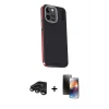 ieg™ iPhone 15 Pro Kılıf Kıvılcım Modern Özel Seri - Siyah 3D Antistatik Mat Seramik Nano Ekran Koruyucu + Raze Metal Kamera Lens - TMGI
