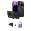ieg™ iPhone 15 Pro Kılıf Kıvılcım Modern Serisi - Siyah Bilvis 5in1 5D Magic Hayalet Cam Ekran Koruyucu + Raze Metal Kamera Lens - GS